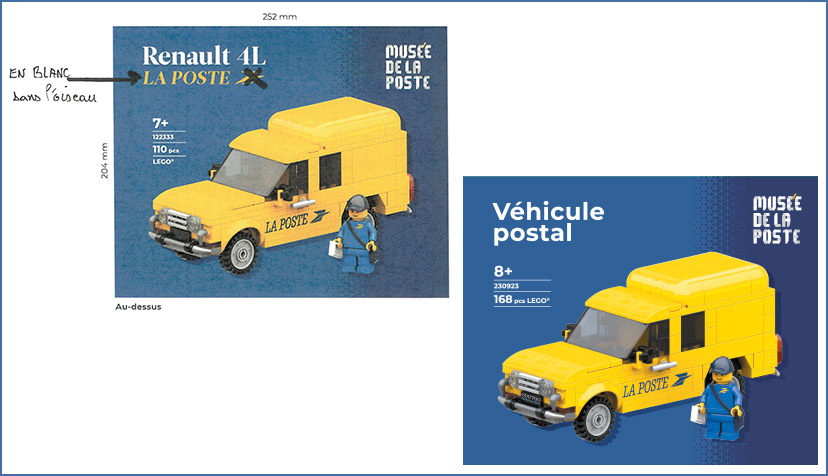 Version originelle et version corrigée du packaging de la boîte Lego